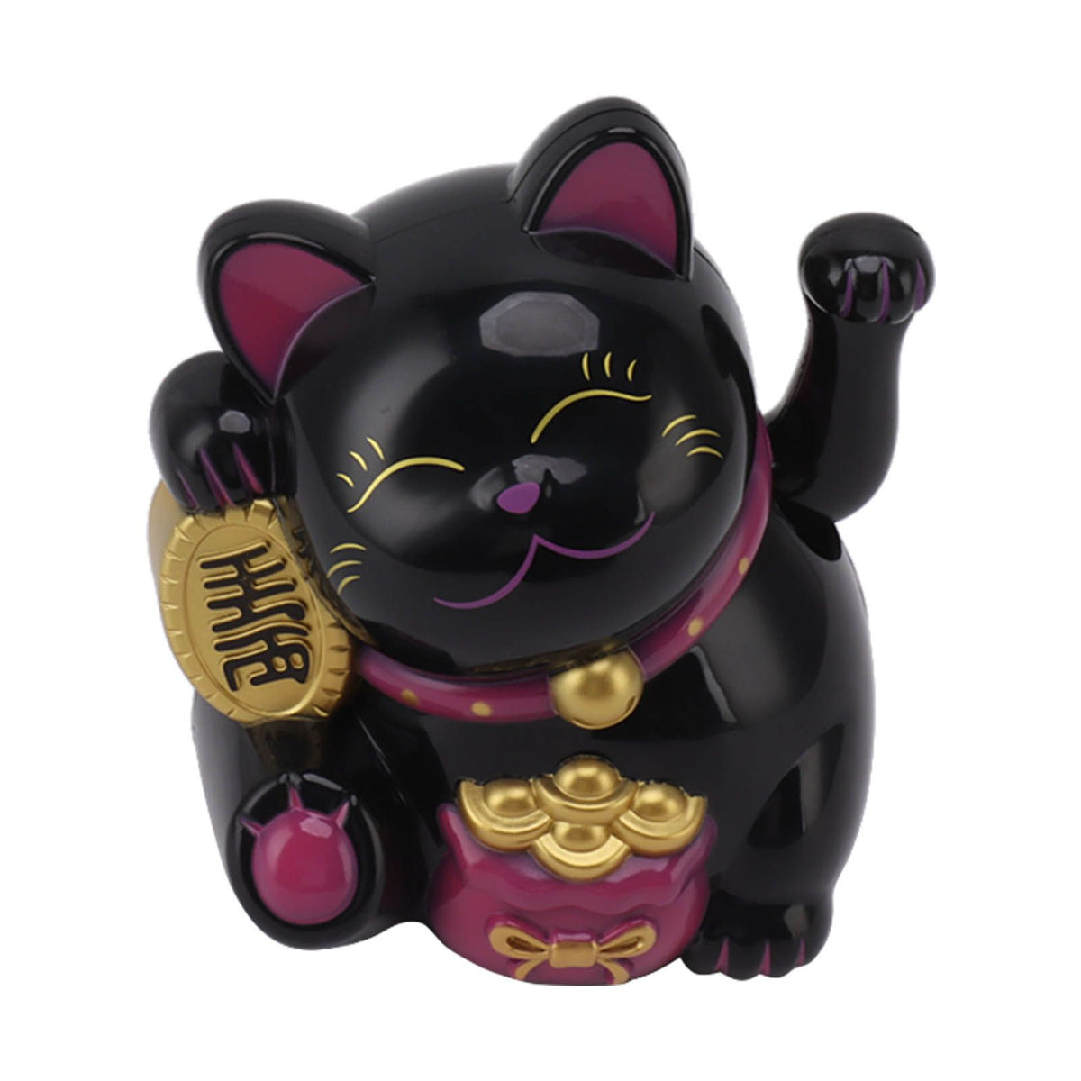 5.5in Electric Waving Arm Fortune Cat Decorative Cute Plastic Cat Ornaments for Cashier Desk MLY11020-5 Black