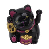 5.5in Electric Waving Arm Fortune Cat Decorative Cute Plastic Cat Ornaments for Cashier Desk MLY11020-5 Black - Top-Down View