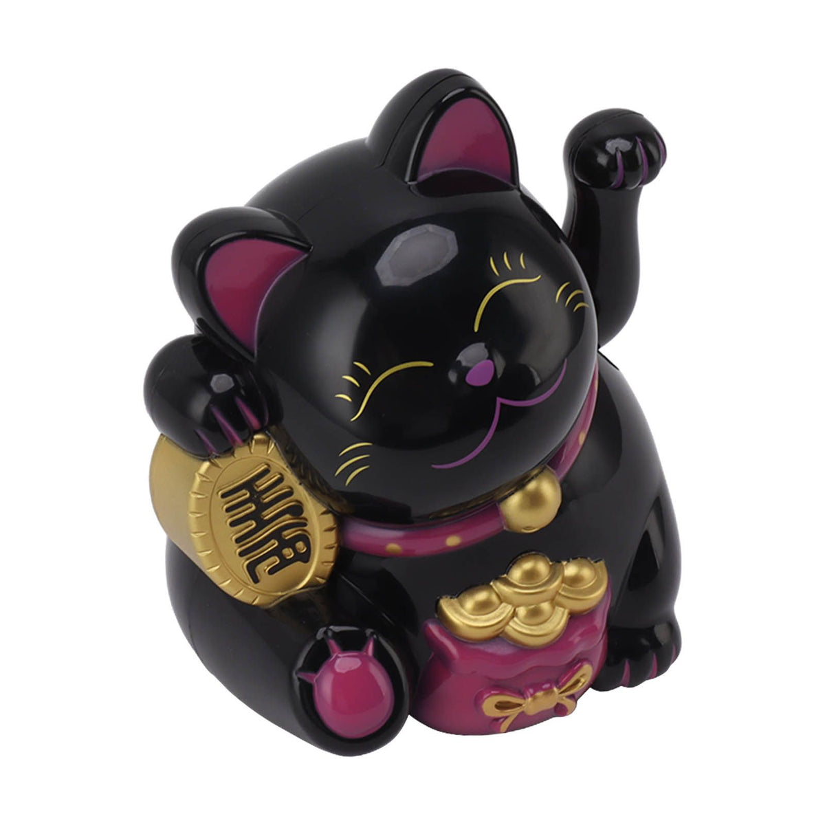 5.5in Electric Waving Arm Fortune Cat Decorative Cute Plastic Cat Ornaments for Cashier Desk MLY11020-5 Black