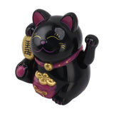5.5in Electric Waving Arm Fortune Cat Decorative Cute Plastic Cat Ornaments for Cashier Desk MLY11020-5 Black - Rear View