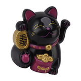 5.5in Electric Waving Arm Fortune Cat Decorative Cute Plastic Cat Ornaments for Cashier Desk MLY11020-5 Black - Close-Up Angle