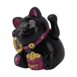 5.5in Electric Waving Arm Fortune Cat Decorative Cute Plastic Cat Ornaments for Cashier Desk MLY11020-5 Black - Low Angle
