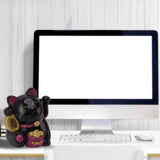 5.5in Electric Waving Arm Fortune Cat Decorative Cute Plastic Cat Ornaments for Cashier Desk MLY11020-5 Black - Extra Image