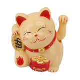 5.5in Electric Waving Arm Fortune Cat Decorative Cute Plastic Cat Ornaments for Cashier Desk MLY11020-2 Yellow - Top-Down View