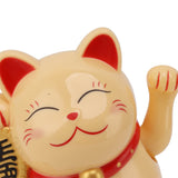 5.5in Electric Waving Arm Fortune Cat Decorative Cute Plastic Cat Ornaments for Cashier Desk MLY11020-2 Yellow - Extra Image