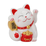 5.5in Electric Waving Arm Fortune Cat Decorative Cute Plastic Cat Ornaments for Cashier Desk MLY11020-1 White