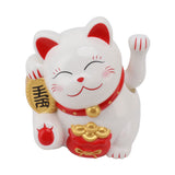 5.5in Electric Waving Arm Fortune Cat Decorative Cute Plastic Cat Ornaments for Cashier Desk MLY11020-1 White - Top-Down View