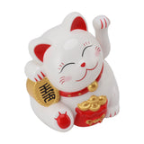 5.5in Electric Waving Arm Fortune Cat Decorative Cute Plastic Cat Ornaments for Cashier Desk MLY11020-1 White