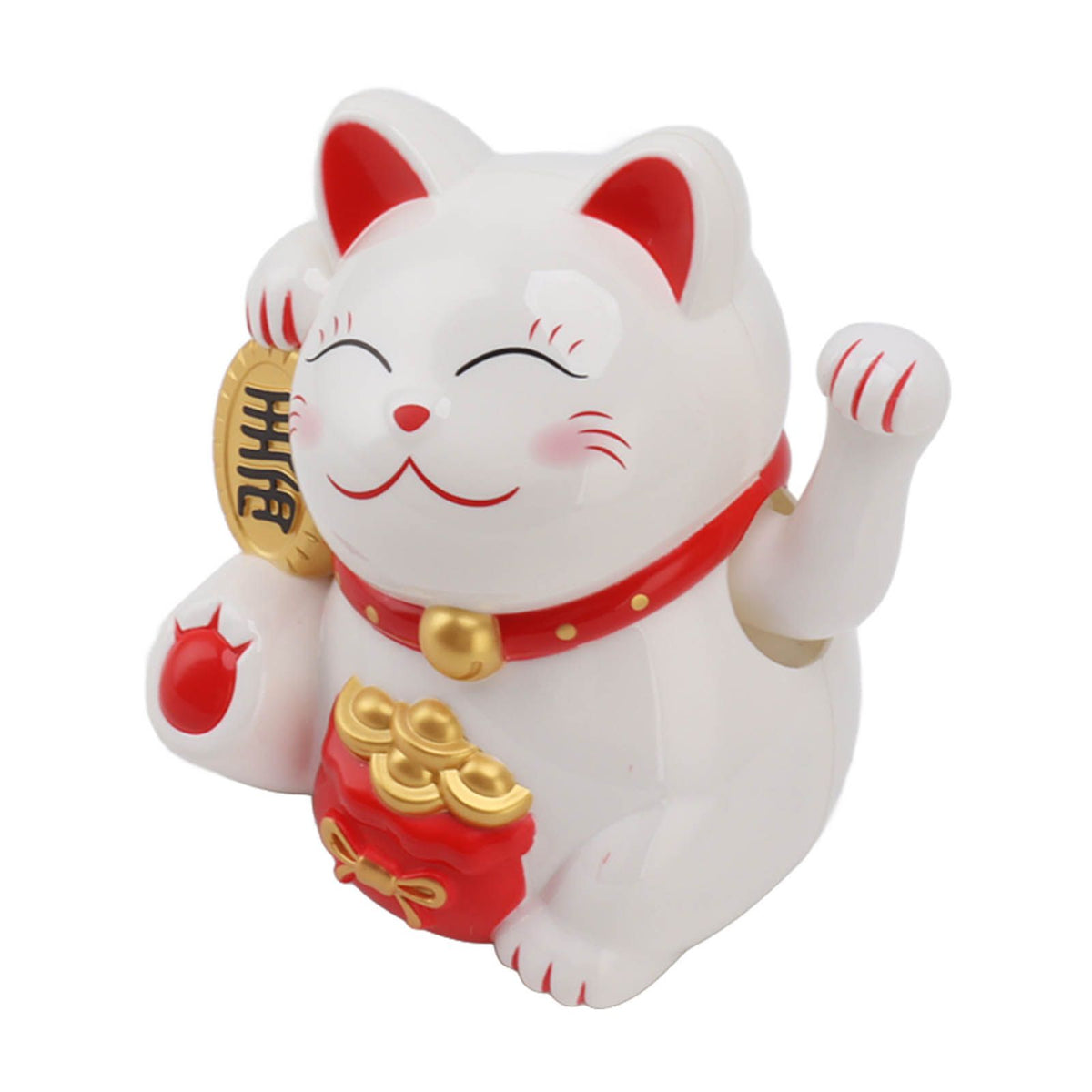 5.5in Electric Waving Arm Fortune Cat Decorative Cute Plastic Cat Ornaments for Cashier Desk MLY11020-1 White