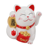 5.5in Electric Waving Arm Fortune Cat Decorative Cute Plastic Cat Ornaments for Cashier Desk MLY11020-1 White - Close-Up Angle