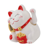 5.5in Electric Waving Arm Fortune Cat Decorative Cute Plastic Cat Ornaments for Cashier Desk MLY11020-1 White - Low Angle