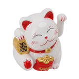 5.5in Electric Waving Arm Fortune Cat Decorative Cute Plastic Cat Ornaments for Cashier Desk MLY11020-1 White