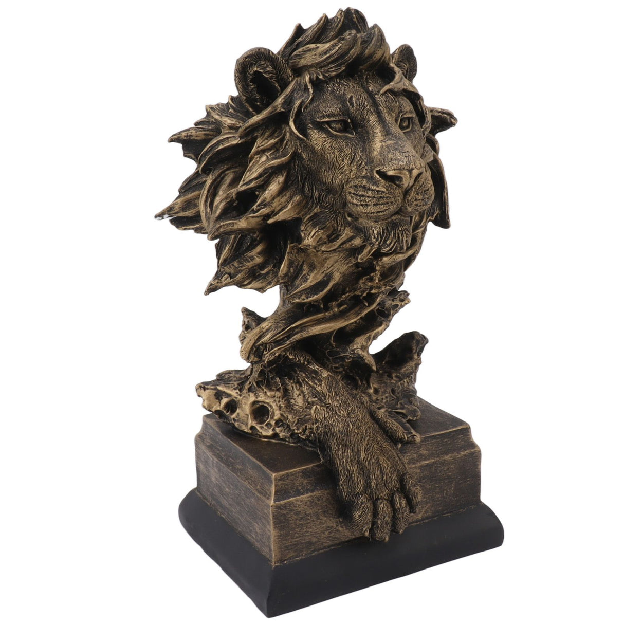 Lion Head Sculpture Resin Vivid Lifelike Artistic Decorative Lion Statue for Living Room Study Hallway