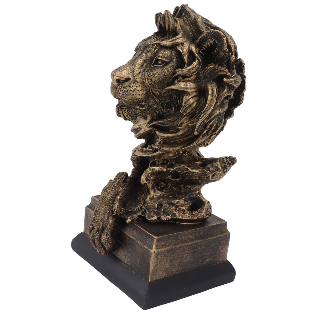 Lion Head Sculpture Resin Vivid Lifelike Artistic Decorative Lion Statue for Living Room Study Hallway