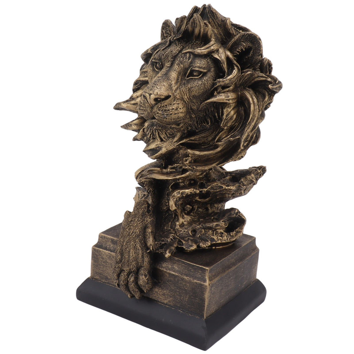 Lion Head Sculpture Resin Vivid Lifelike Artistic Decorative Lion Statue for Living Room Study Hallway