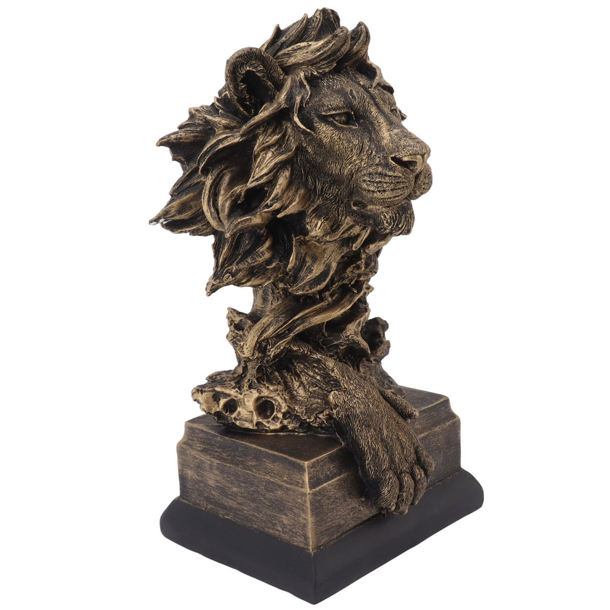 Lion Head Sculpture Resin Vivid Lifelike Artistic Decorative Lion Statue for Living Room Study Hallway