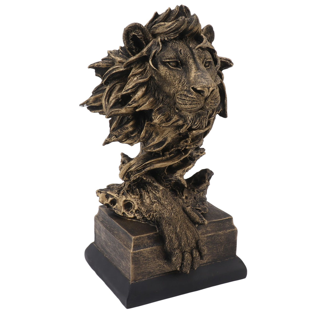 Lion Head Sculpture Resin Vivid Lifelike Artistic Decorative Lion Statue for Living Room Study Hallway