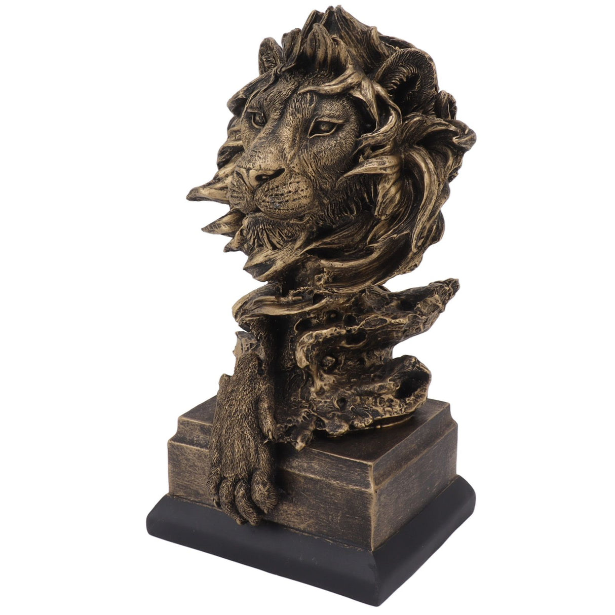 Lion Head Sculpture Resin Vivid Lifelike Artistic Decorative Lion Statue for Living Room Study Hallway