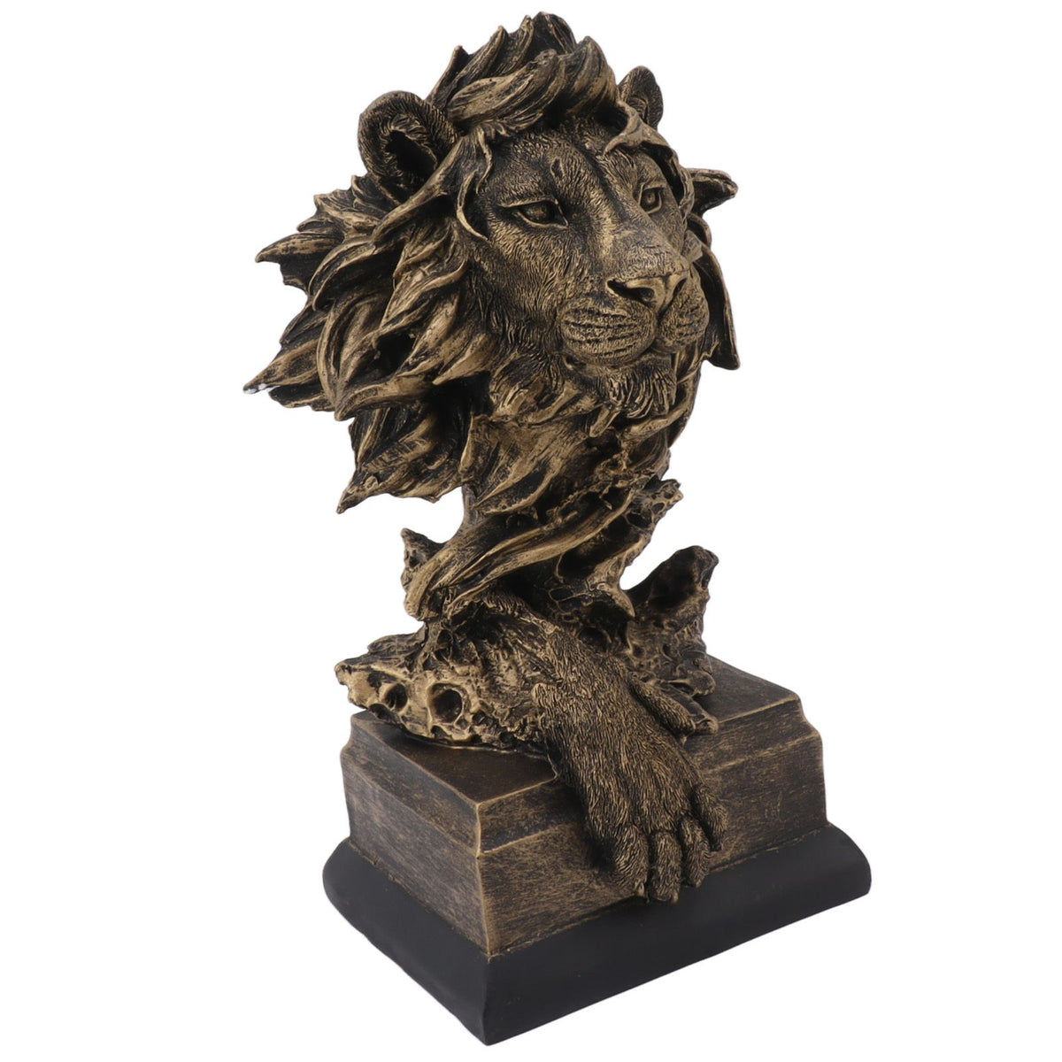 Lion Head Sculpture Resin Vivid Lifelike Artistic Decorative Lion Statue for Living Room Study Hallway