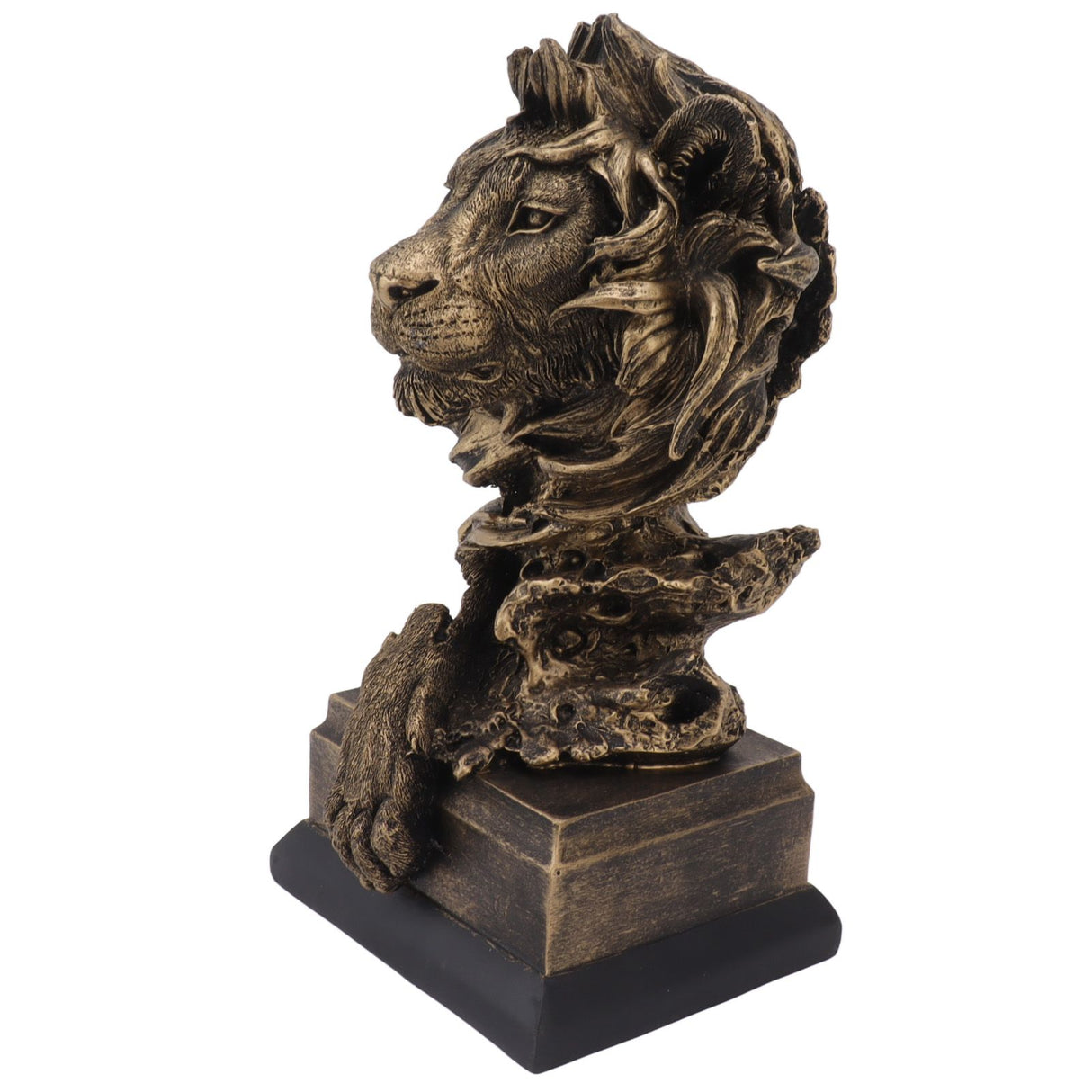 Lion Head Sculpture Resin Vivid Lifelike Artistic Decorative Lion Statue for Living Room Study Hallway