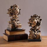 Lion Head Sculpture Resin Vivid Lifelike Artistic Decorative Lion Statue for Living Room Study Hallway