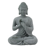 Buddha Statue Green Sandstone Sculpture Buddhist Sitting Figurine Ornament for Living Room Courtyard 7135K-01