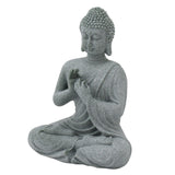 Buddha Statue Green Sandstone Sculpture Buddhist Sitting Figurine Ornament for Living Room Courtyard 7135K-01 - Front View
