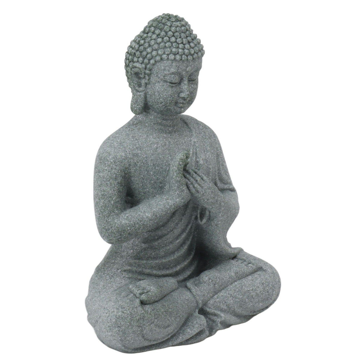Buddha Statue Green Sandstone Sculpture Buddhist Sitting Figurine Ornament for Living Room Courtyard 7135K-01