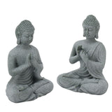 Buddha Statue Green Sandstone Sculpture Buddhist Sitting Figurine Ornament for Living Room Courtyard 7135K-01 - Low Angle