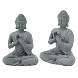 Buddha Statue Green Sandstone Sculpture Buddhist Sitting Figurine Ornament for Living Room Courtyard 7135K-01