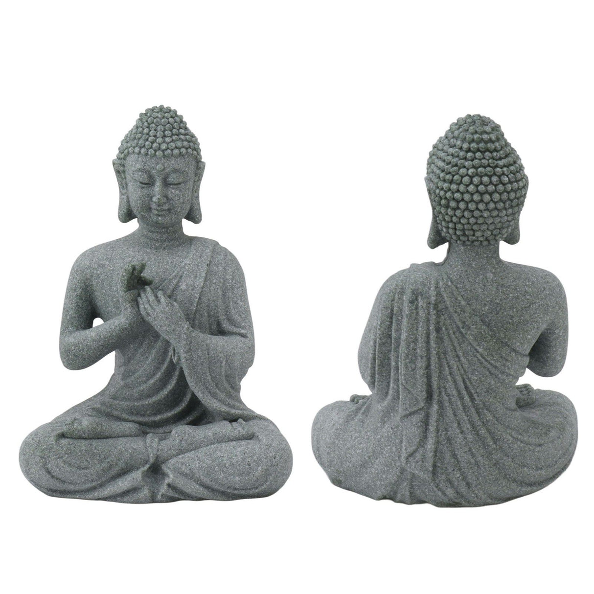 Buddha Statue Green Sandstone Sculpture Buddhist Sitting Figurine Ornament for Living Room Courtyard 7135K-01