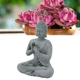 Buddha Statue Green Sandstone Sculpture Buddhist Sitting Figurine Ornament for Living Room Courtyard 7135K-01