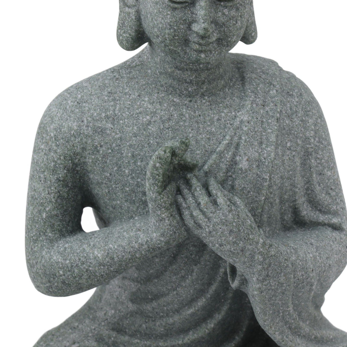 Buddha Statue Green Sandstone Sculpture Buddhist Sitting Figurine Ornament for Living Room Courtyard 7135K-01