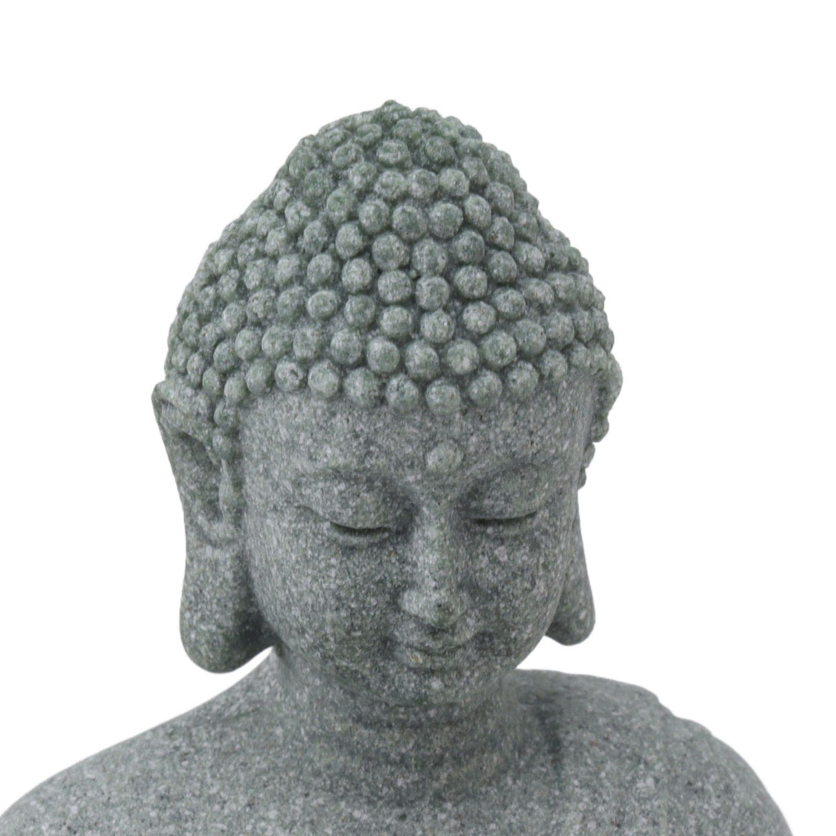 Buddha Statue Green Sandstone Sculpture Buddhist Sitting Figurine Ornament for Living Room Courtyard 7135K-01