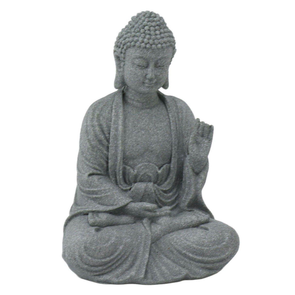 Buddha Statue Green Sandstone Sculpture Buddhist Sitting Figurine Ornament for Living Room Courtyard 7135K-02
