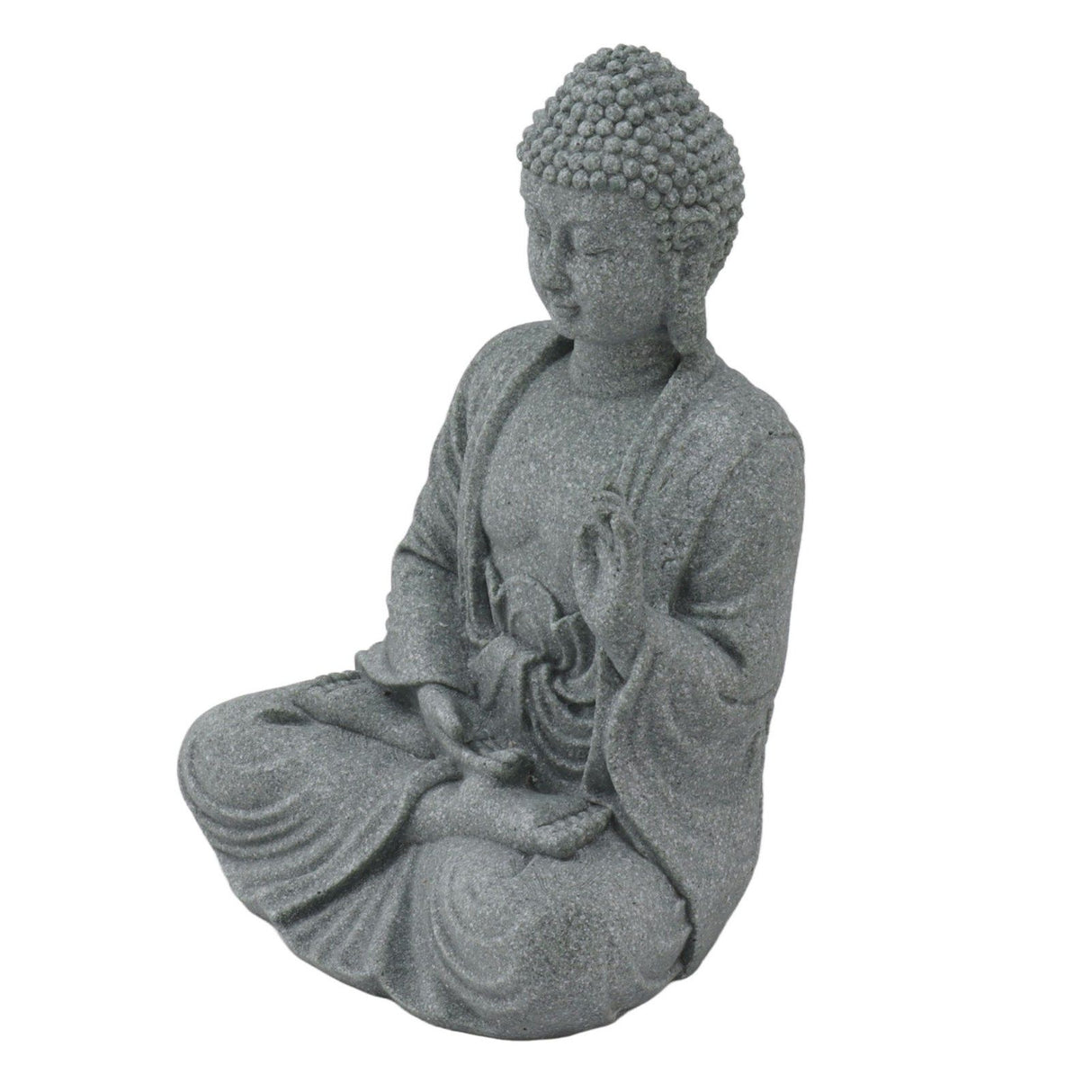 Buddha Statue Green Sandstone Sculpture Buddhist Sitting Figurine Ornament for Living Room Courtyard 7135K-02