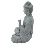 Buddha Statue Green Sandstone Sculpture Buddhist Sitting Figurine Ornament for Living Room Courtyard 7135K-02 - Rear View