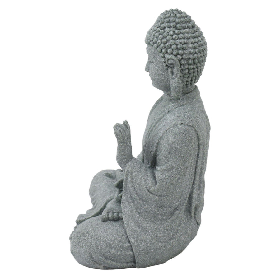 Buddha Statue Green Sandstone Sculpture Buddhist Sitting Figurine Ornament for Living Room Courtyard 7135K-02