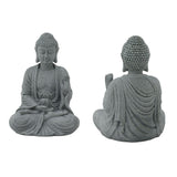 Buddha Statue Green Sandstone Sculpture Buddhist Sitting Figurine Ornament for Living Room Courtyard 7135K-02 - Low Angle