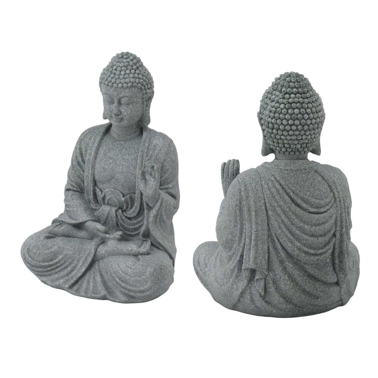 Buddha Statue Green Sandstone Sculpture Buddhist Sitting Figurine Ornament for Living Room Courtyard 7135K-02