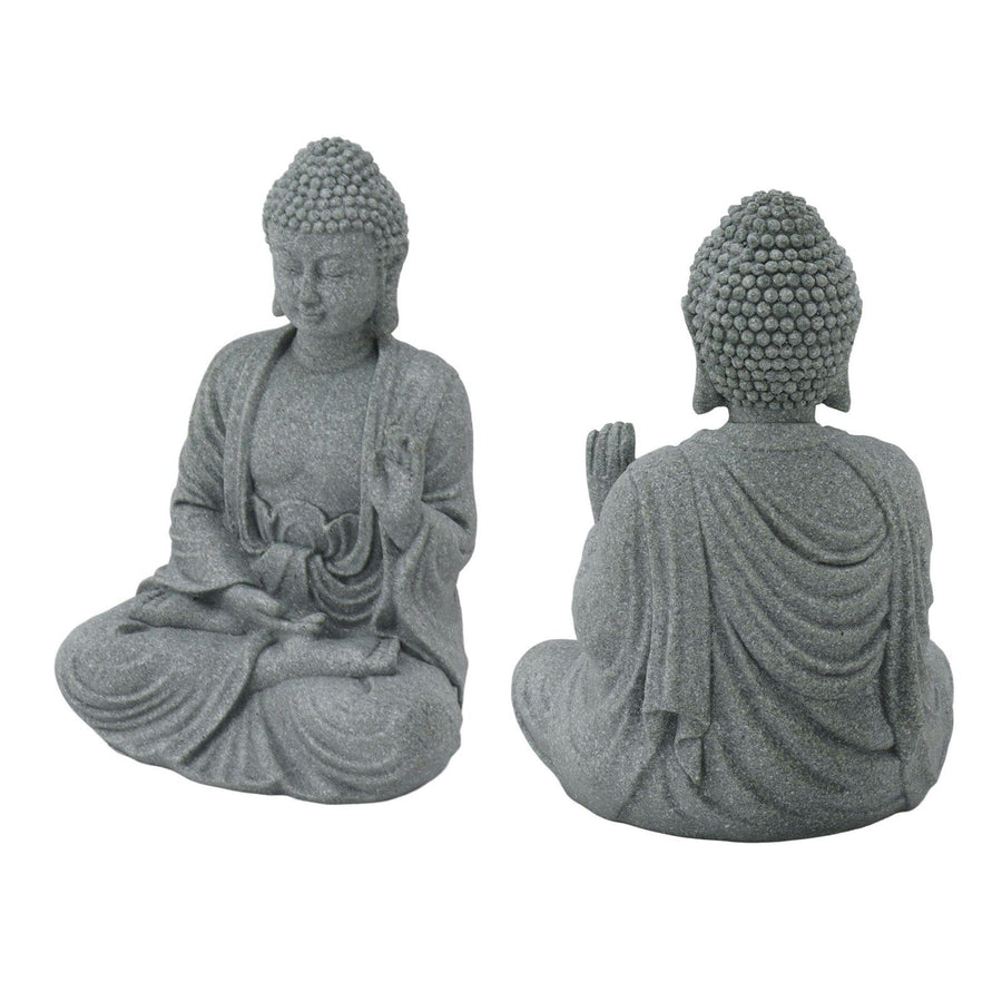 Buddha Statue Green Sandstone Sculpture Buddhist Sitting Figurine Ornament for Living Room Courtyard 7135K-02