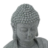 Buddha Statue Green Sandstone Sculpture Buddhist Sitting Figurine Ornament for Living Room Courtyard 7135K-02 - Extra Image