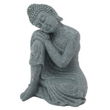 Buddha Statue Green Sandstone Sculpture Buddhist Sitting Figurine Ornament for Living Room Courtyard 7135K-05