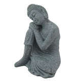 Buddha Statue Green Sandstone Sculpture Buddhist Sitting Figurine Ornament for Living Room Courtyard 7135K-05 - Side View