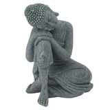 Buddha Statue Green Sandstone Sculpture Buddhist Sitting Figurine Ornament for Living Room Courtyard 7135K-05