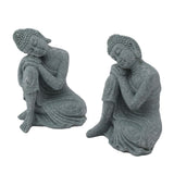 Buddha Statue Green Sandstone Sculpture Buddhist Sitting Figurine Ornament for Living Room Courtyard 7135K-05