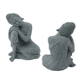 Buddha Statue Green Sandstone Sculpture Buddhist Sitting Figurine Ornament for Living Room Courtyard 7135K-05