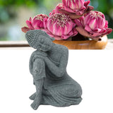 Buddha Statue Green Sandstone Sculpture Buddhist Sitting Figurine Ornament for Living Room Courtyard 7135K-05
