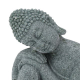 Buddha Statue Green Sandstone Sculpture Buddhist Sitting Figurine Ornament for Living Room Courtyard 7135K-05