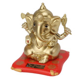 Ganesha Elephant God Statues Solar Powered Indian Ganesha Idol Figurine for Car Dashboard Home Decor Crafts Gold